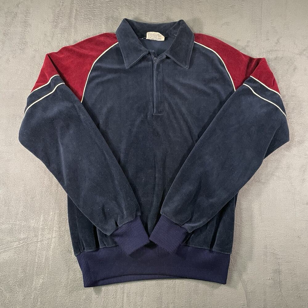 Vintage Saturdays in California 80’s Velour Velvet Men's 1/4 Zip Shirt Size L